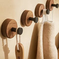 Self-Adhesive New Simple Solid Wood Hook Walnut Hanging Hanger Bathroom Wall Hook Bedroom Coat Storage Rack Home Towel Key Decor
