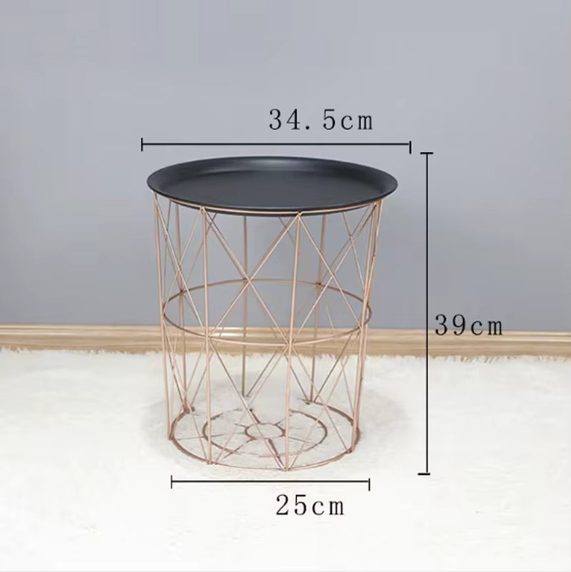 JOYLIVE Minimalist Furniture Computer TV Tray Metal Coffee Table Living Room Sofa Side Table Storage Basket Console Table