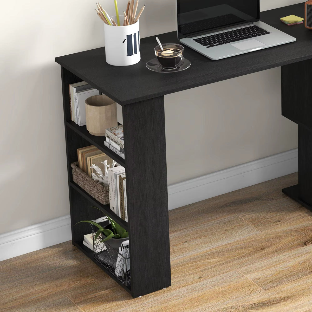 Black Wooden Bush Desk for Office Assembly Required Stable Desk Black