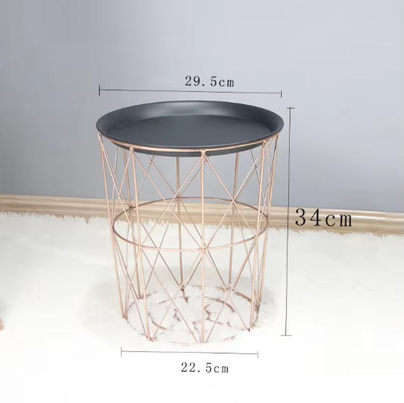 JOYLIVE Minimalist Furniture Computer TV Tray Metal Coffee Table Living Room Sofa Side Table Storage Basket Console Table