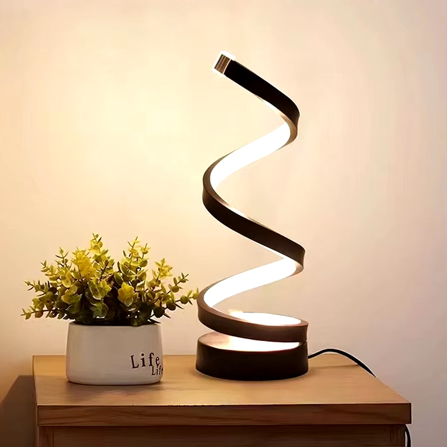 Modern Spiral Table LED Night Light Dimmable Desk Lamp Living Room Nightstand Lamp Bedside Table Study Office Bedroom Decoration