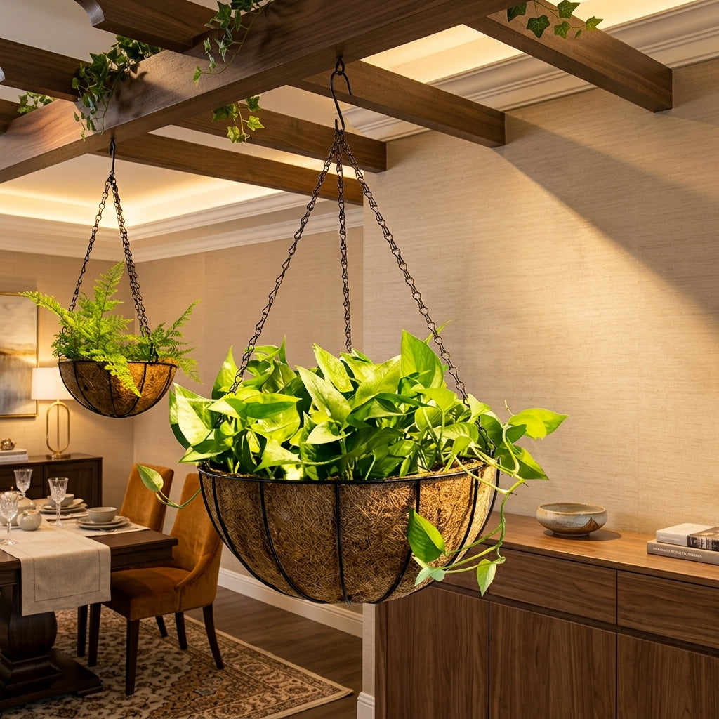 Soporte Colgante de Metal y Fibra de Coco para Plantas LoraMia