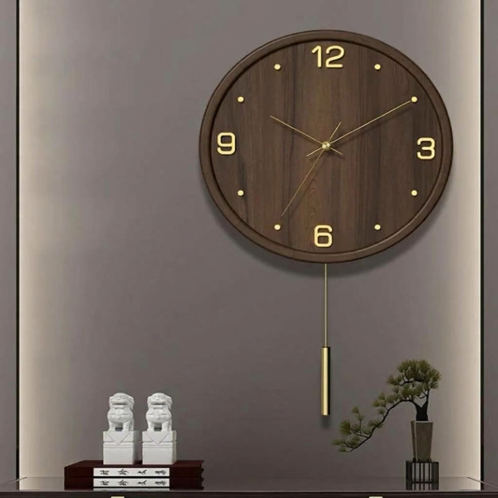 Reloj de Pared Minimalista en Madera y Cobre LoraMia