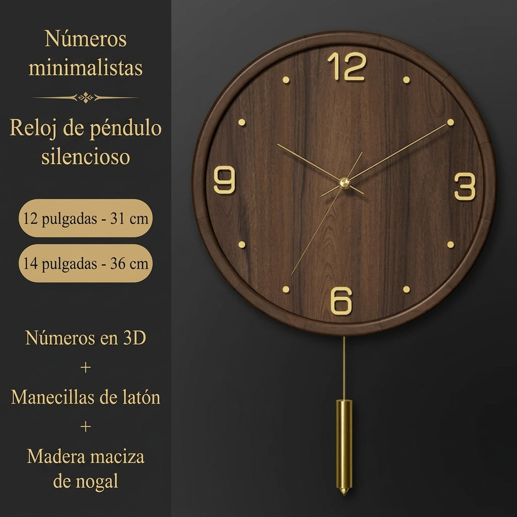 Reloj de Pared Minimalista en Madera y Cobre LoraMia