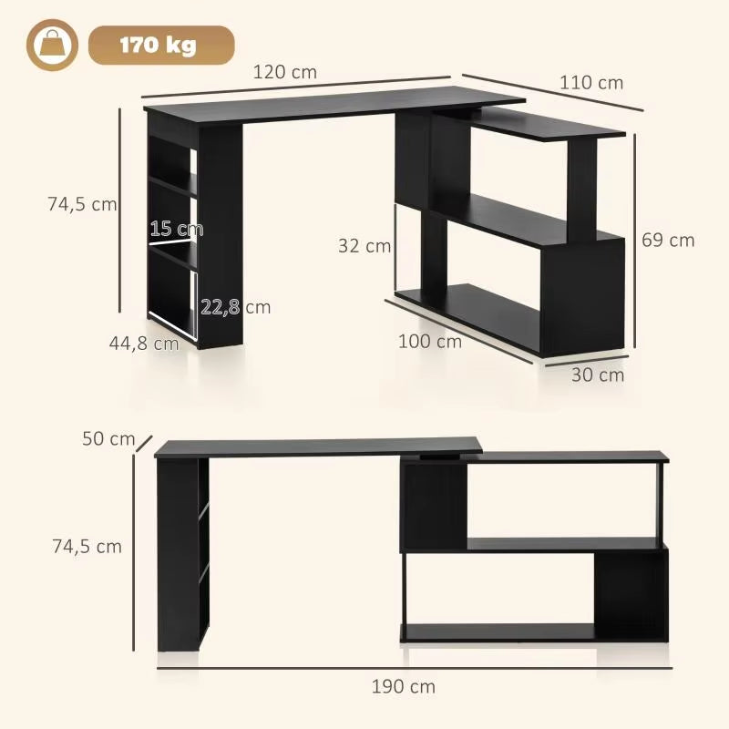 Black Wooden Bush Desk for Office Assembly Required Stable Desk Black