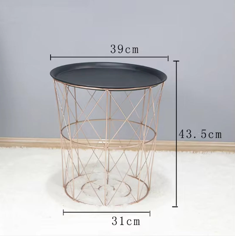 JOYLIVE Minimalist Furniture Computer TV Tray Metal Coffee Table Living Room Sofa Side Table Storage Basket Console Table