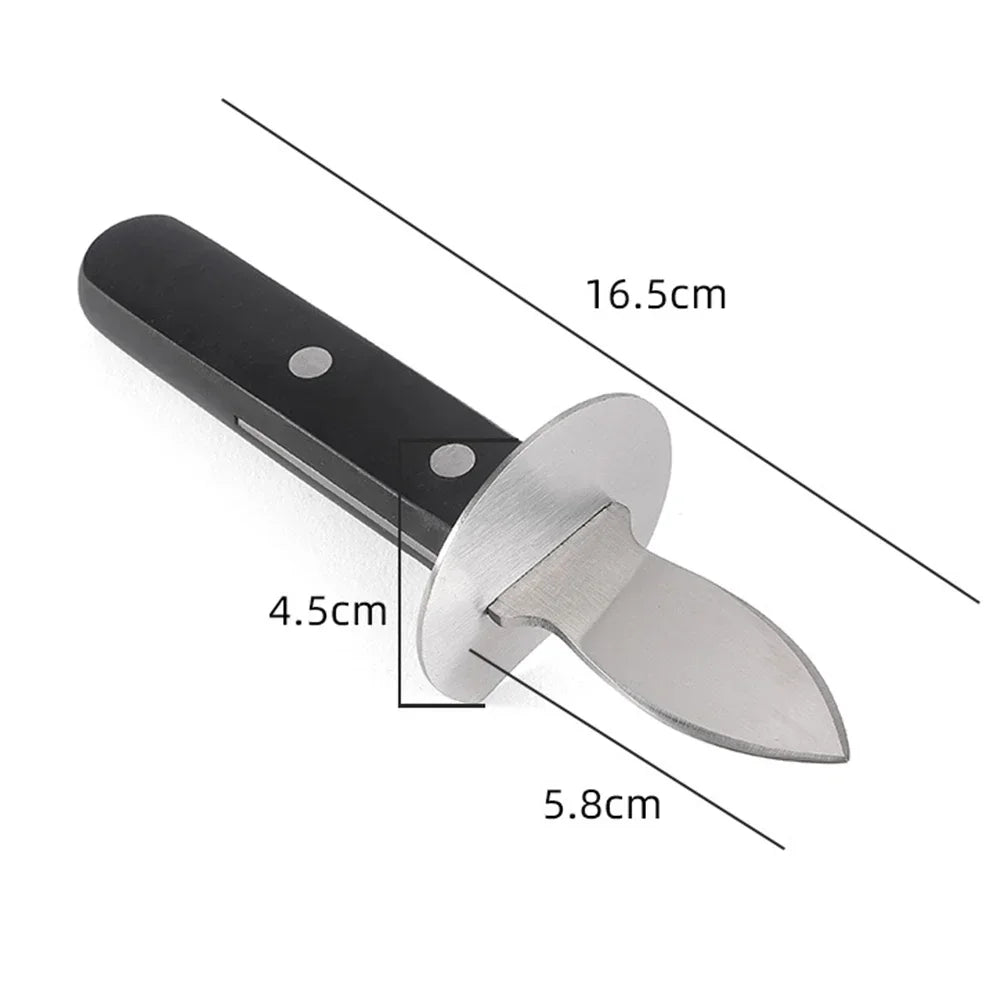 Oyster Shucking Tools Stainless Steel Scallop Shell Shucking Cutter Wood Seafood Opener Tool for Home Kitchen Barbecue Camping